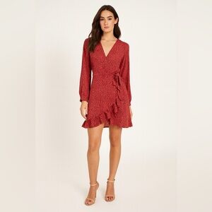 Nasty Gal Red Polka Dot Wrap Mini Dress | Size S ✅
B010